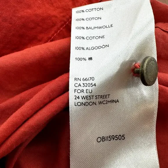 Anthropologie Maeve Jessie Smocked Swing Blouse Puff Sleeve 100% Cotton Coral S - Picture 5 of 6